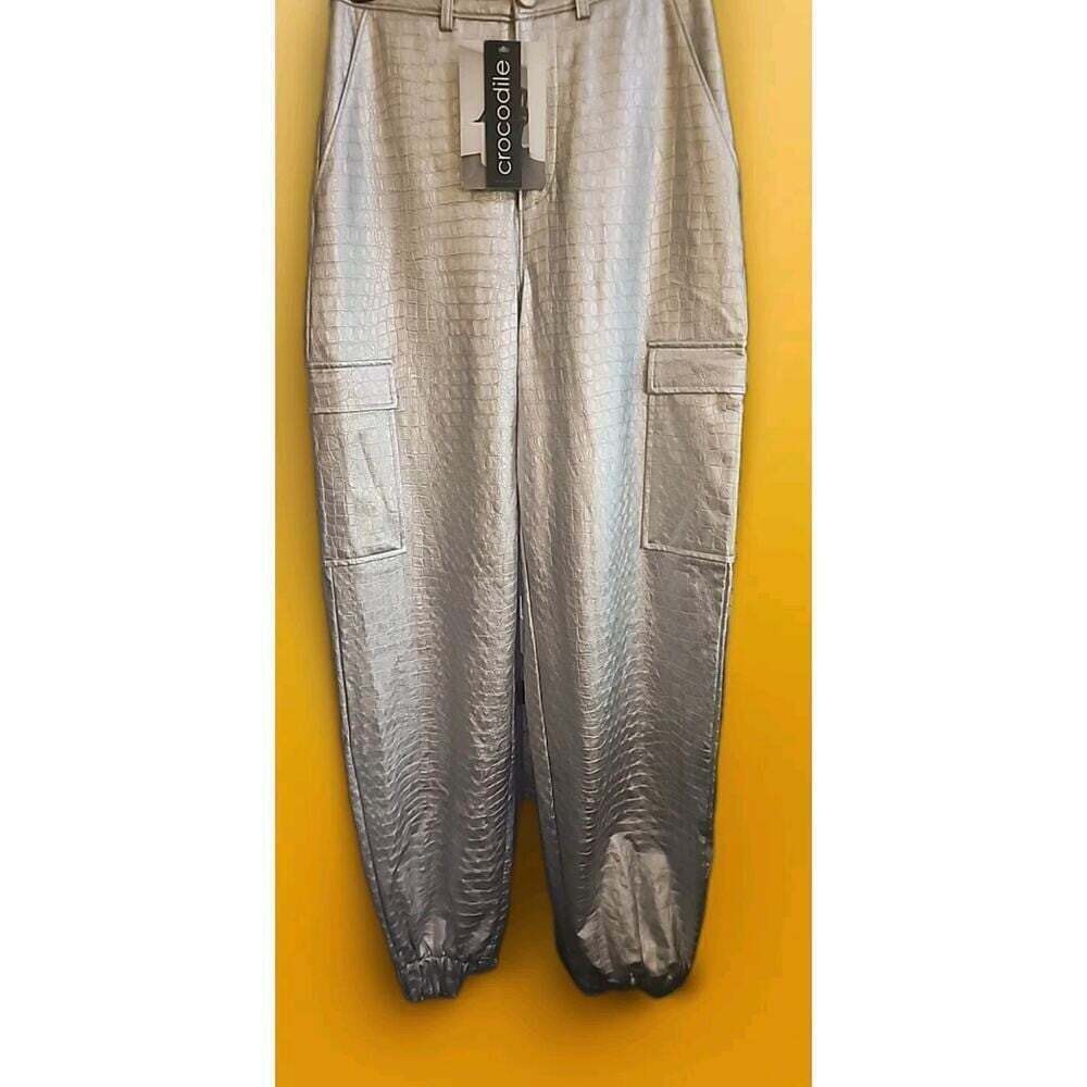 Naked Wardrobe Faux Crocodile Leather Jogger Pants XS Nwt Excellent Comfy D25